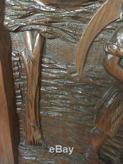 90840 French Antique Carved Wood Architectural Panel Brittany 1880s