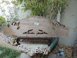 969. Antique Carved Wood Panel with Bird / Flower and Chinese Word