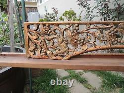 A267P. Antique 3D Carved Gold Gilt Wood Panel 2PCS/set withSquirrel and Grapes