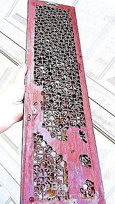 ANTIQUE 19c CHINESE DEEP RELIEF CARVED PIERCED GILT TEMPLE PANEL WithBIRDS&TREES