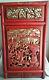 Antique Chinese Carved Wood Wall Furniture Panel Gold Red