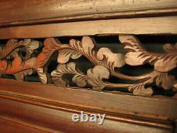 ANTIQUE CHINESE QING DYNASTY 150yrs HAND CARVED WOOD PANEL RED YUMU ELM 19x37