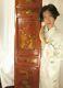 Antique Chinese Qing Dynasty C1860 Hand Carved Painted Panel Red Green Gold 51