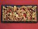 Antique Late 19th C Qi'ing Chinese Wooden Carved Panel Battle Scene Horse Rider