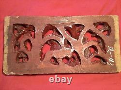 ANTIQUE LATE 19th c QI'ING CHINESE WOODEN CARVED PANEL BATTLE SCENE HORSE RIDER