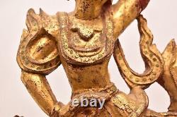 ATQ Burmese Carved Gold Gilded Wood WALL Panel Temple Kinnara God Myanmar Burma