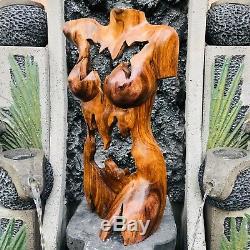 Abstract Hand Carved Nude Female Mural Torso Suar Wood Carving Wall Panel Art
