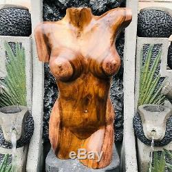 Abstract Hand Carved Nude Female Torso Suar Wood Carving Wall Panel Art Solid