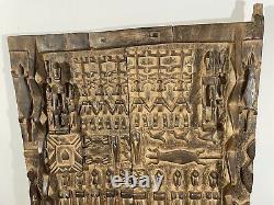 African Tribal Art Carved Hardwood Dogon Door Panel, Carved Figures