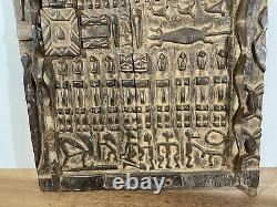 African Tribal Art Carved Hardwood Dogon Door Panel, Carved Figures