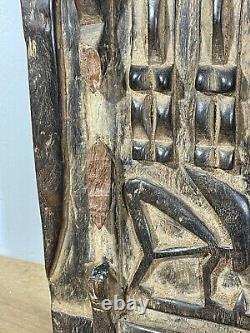African Tribal Art Carved Hardwood Dogon Door Panel, Carved Figures