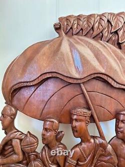 African Tribal Relief Carved Wood Panel Wall Art Storyboard From Ghana