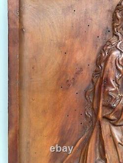 An Exceptional French Carved Religious Gothic Panel Praying Madonna / Virgin