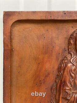 An Exceptional French Carved Religious Gothic Panel Praying Madonna / Virgin