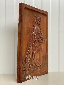 An Exceptional French Carved Religious Gothic Panel Praying Madonna / Virgin