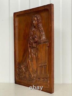 An Exceptional French Carved Religious Gothic Panel Praying Madonna / Virgin