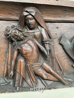 An Exceptional RARE Top Quality Carved Gothic panel with Pieta /Christ Madonna