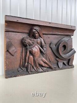 An Exceptional RARE Top Quality Carved Gothic panel with Pieta /Christ Madonna