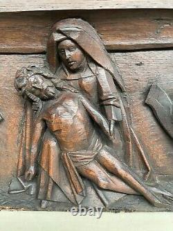 An Exceptional RARE Top Quality Carved Gothic panel with Pieta /Christ Madonna