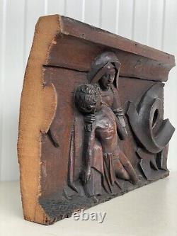 An Exceptional RARE Top Quality Carved Gothic panel with Pieta /Christ Madonna