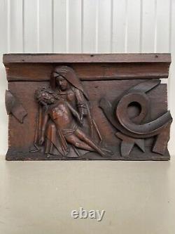 An Exceptional RARE Top Quality Carved Gothic panel with Pieta /Christ Madonna