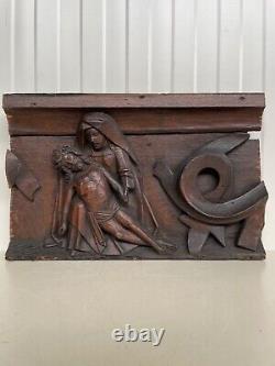 An Exceptional RARE Top Quality Carved Gothic panel with Pieta /Christ Madonna