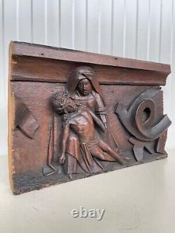 An Exceptional RARE Top Quality Carved Gothic panel with Pieta /Christ Madonna