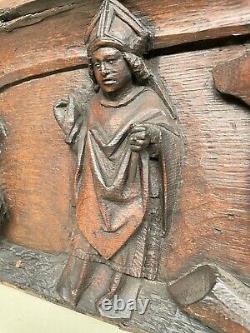 An Exceptional RARE Top Quality Gothic Carved panel with a Saint