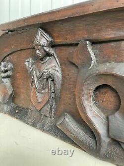 An Exceptional RARE Top Quality Gothic Carved panel with a Saint