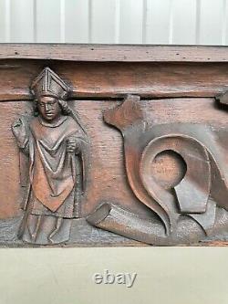 An Exceptional RARE Top Quality Gothic Carved panel with a Saint