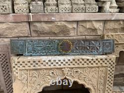 Ancient Old Wood Hand Carved Chakra Floral Painted Wall Hanging Panel 1700's