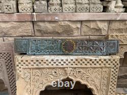 Ancient Old Wood Hand Carved Chakra Floral Painted Wall Hanging Panel 1700's