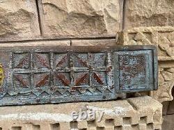 Ancient Old Wood Hand Carved Chakra Floral Painted Wall Hanging Panel 1700's