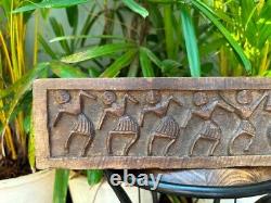 Ancient Wood Hand Carved Tribal Dancing Woman Figure Wall Panel 16 x 4.5'