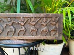 Ancient Wood Hand Carved Tribal Dancing Woman Figure Wall Panel 16 x 4.5'