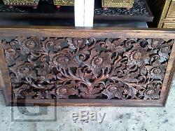 Anique Flower Garden Wood Carving Home Wall Panel Hanging Decor Art Statue gtahy