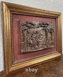 Antique 17th Century Carved Oak Relief Panel Christ Saint James Flemish Dutch