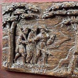 Antique 17th Century Carved Oak Relief Panel Christ Saint James Flemish Dutch