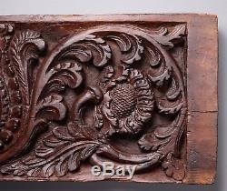 Antique 17thC Carved Wood Oak Panel Architectural Salvage Black Forest Style