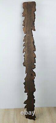 Antique 19c Victorian Gothic Oak Carved Wood Term Caryatid Panel fruit carving