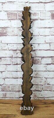 Antique 19c Victorian Gothic Oak Carved Wood Term Caryatid Panel fruit carving