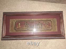 Antique 19th Cent Chinese Hand Carved Wood Wall Panel Plaque Framed