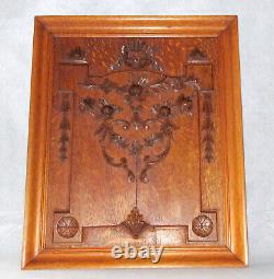 Antique 19th cen French Floral Fruit Nuts Carved Wood Framed 22 Salvage Panel