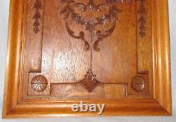 Antique 19th cen French Floral Fruit Nuts Carved Wood Framed 22 Salvage Panel