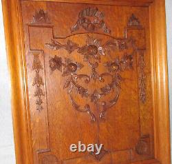 Antique 19th cen French Floral Fruit Nuts Carved Wood Framed 22 Salvage Panel