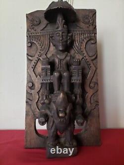 Antique Adu Zatua Tribal Panel Wood Carving Nias Islands Indonesia Early 20th