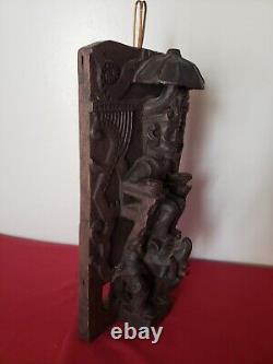 Antique Adu Zatua Tribal Panel Wood Carving Nias Islands Indonesia Early 20th