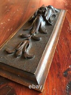 Antique Architectural 4 Panels Grotesque Hand Carved Wood in Relief 27cmx 11cm