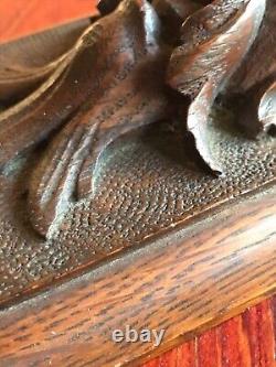 Antique Architectural 4 Panels Grotesque Hand Carved Wood in Relief 27cmx 11cm