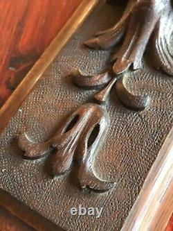 Antique Architectural 4 Panels Grotesque Hand Carved Wood in Relief 27cmx 11cm